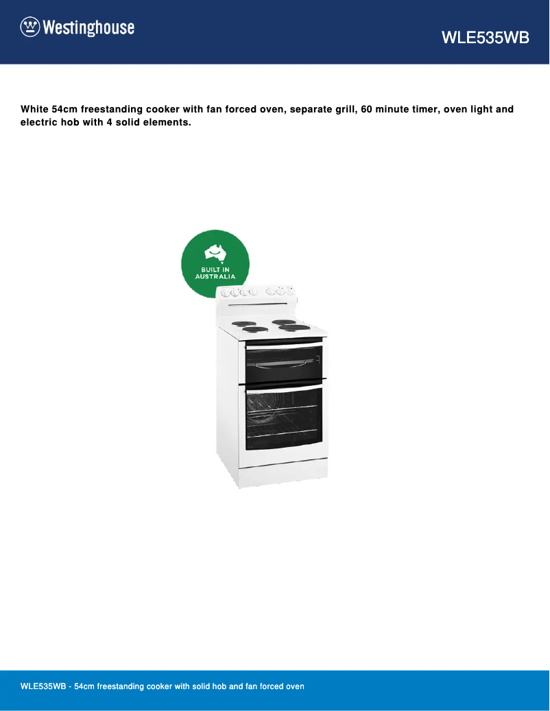 First page image of the manual for WLE535WB