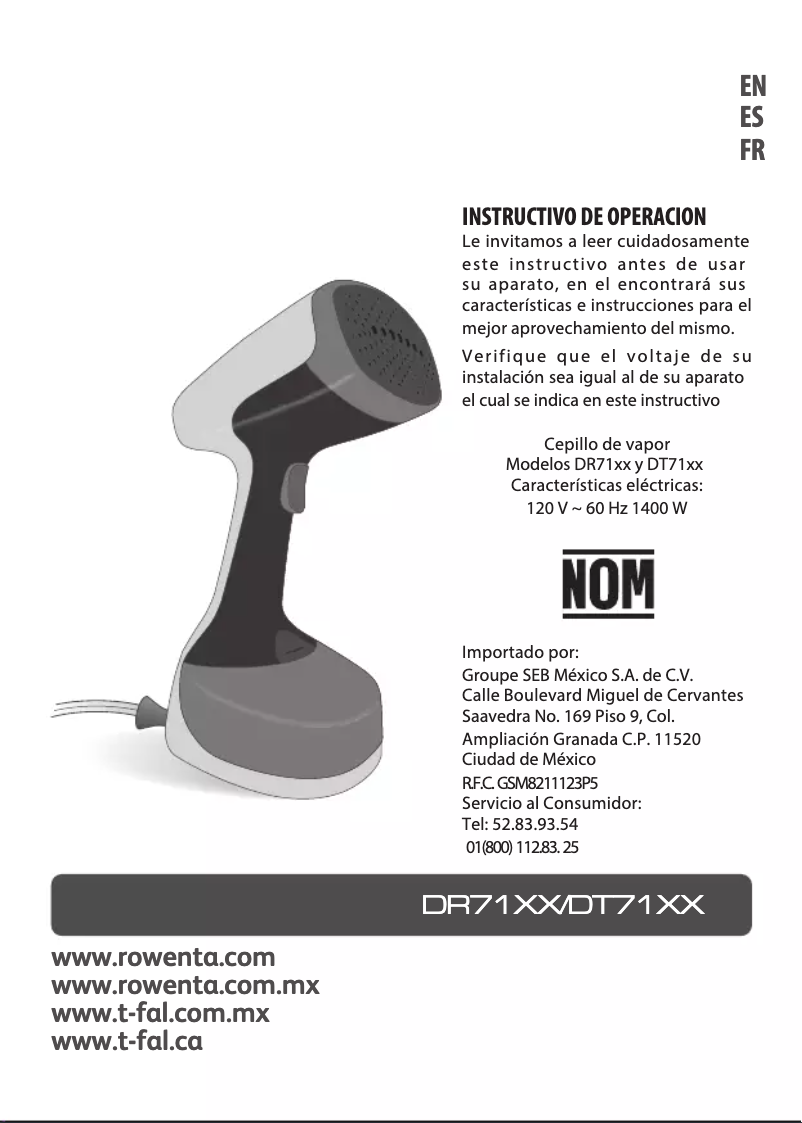 Page 1 of the manual User Manual Rowenta X-Cel Steam Easy DR7112