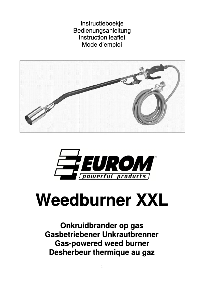 Image de la première page du manuel de l'appareil Weedburner XXL