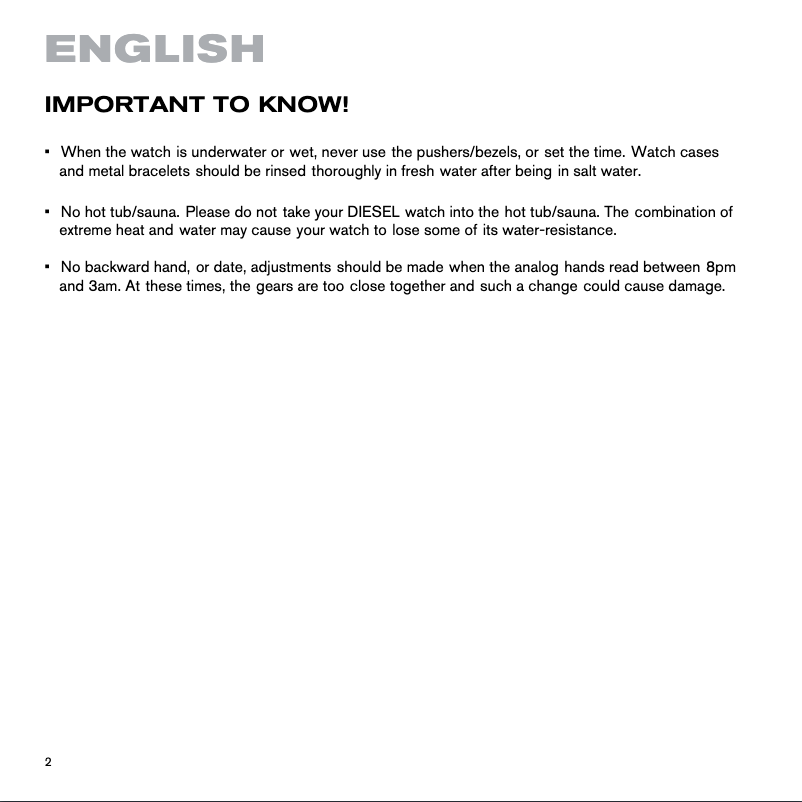 Page 1 of the manual User Manual Diesel Smartwatch DZT2002