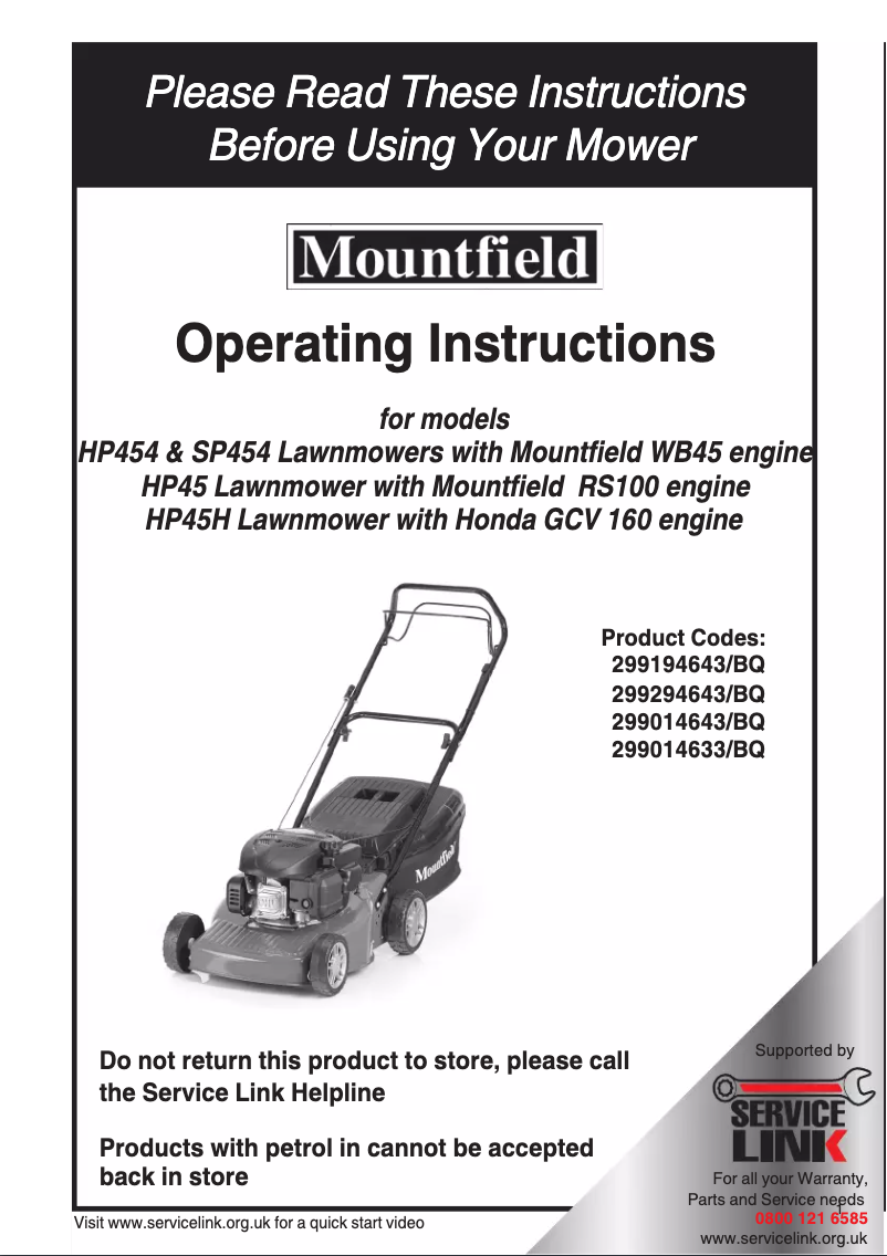 Page 1 of the manual User Manual Mountfield HP454