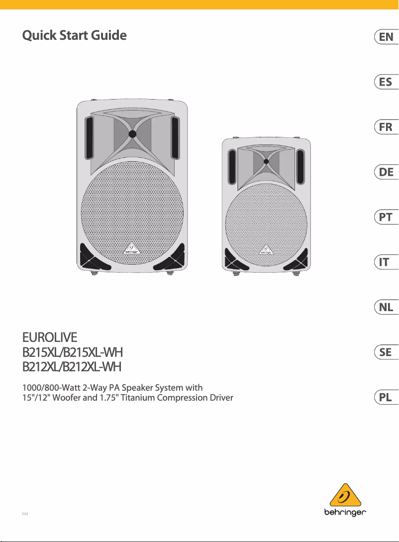 First page image of the manual for Eurolive B212XL