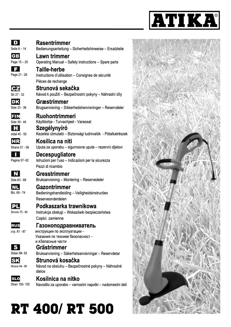 Page 1 of the manual User Manual ATIKA RT 400