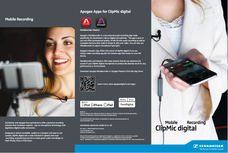 Page 1 of the manual Brochure Sennheiser ClipMic Digital