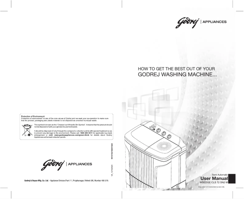 Page 1 of the manual User Manual Godrej WSEDGE CLS 72 SN2 M