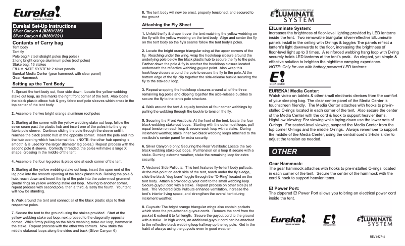 Page 1 of the manual User Manual Eureka Silver Canyon 6