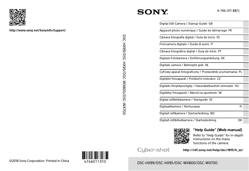 Page 1 of the manual User Manual Sony Cybershot DSC-WX800