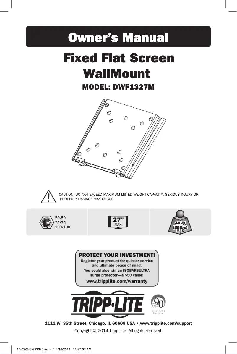 Page 1 de la notice Manuel utilisateur Tripp Lite DWF1327M