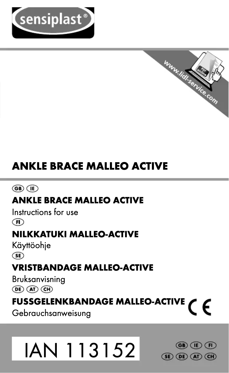 Page 1 of the manual User Manual Sensiplast IAN 113152