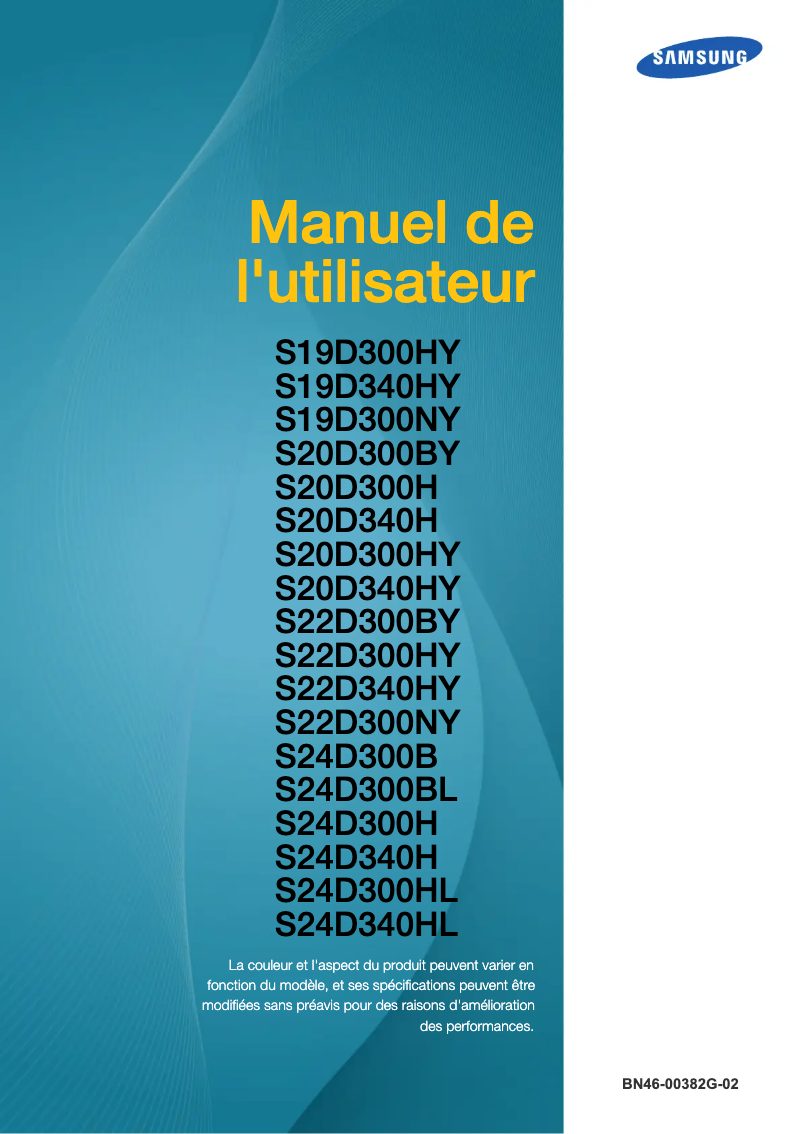 Page 1 of the manual User Manual Samsung S19D340HY