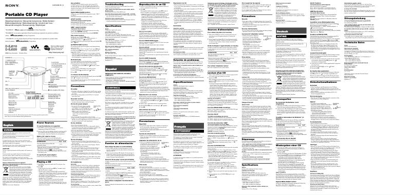 Page 1 of the manual User Manual Sony D-EJ010