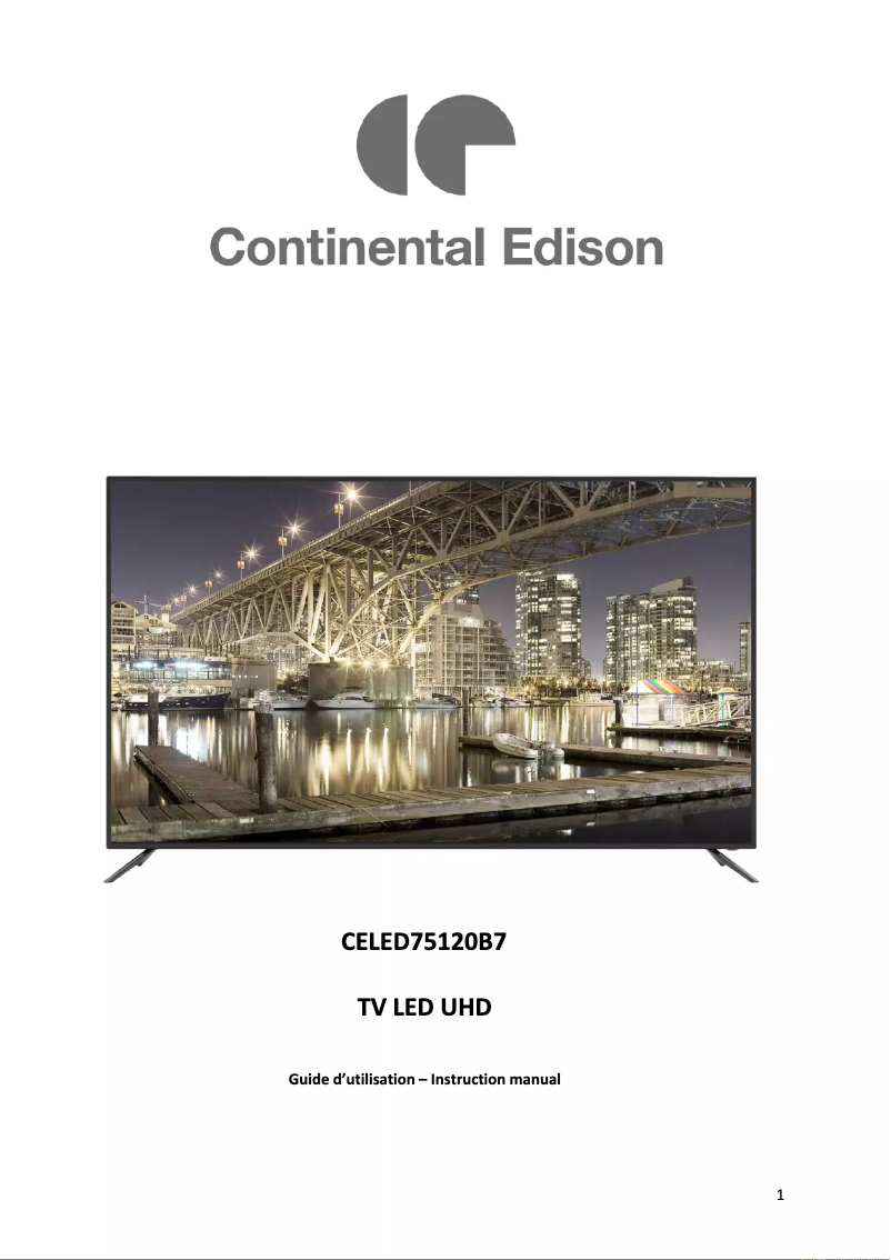 Page 1 of the manual User Manual Continental Edison CELED75120B7