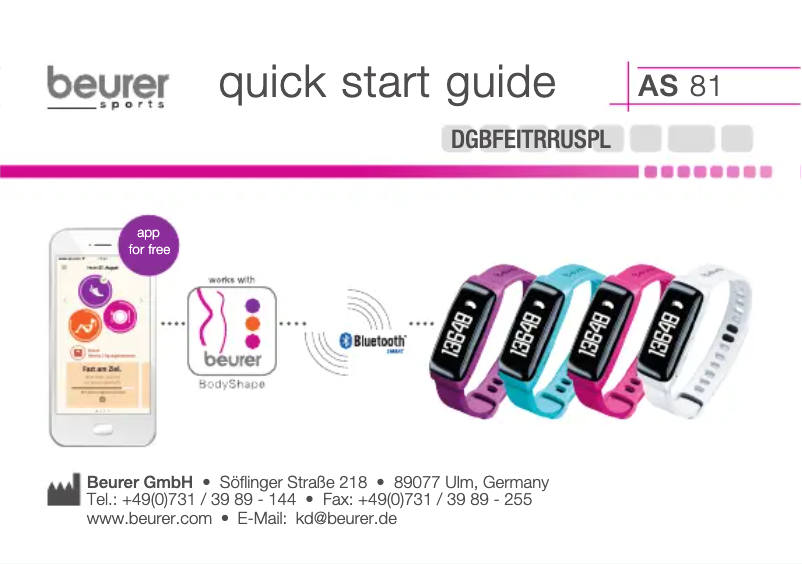Page 1 of the manual User Manual Beurer AS 81 BodyShape