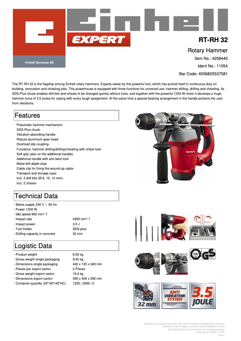 First page image of the manual for RT-RH 32