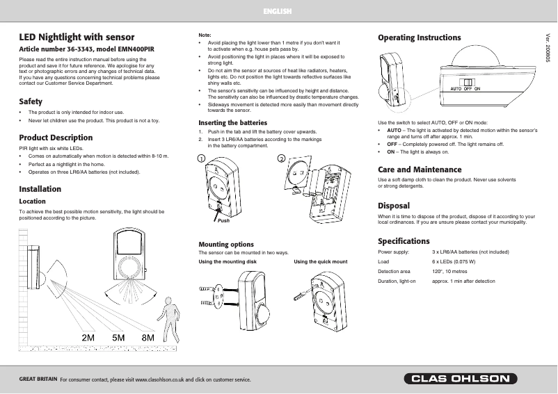 Page 1 of the manual User Manual GAO EMN400PIR