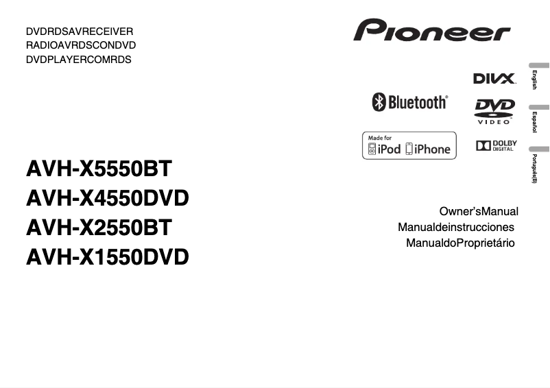 Page 1 of the manual User Manual Pioneer AVH-X2550BT
