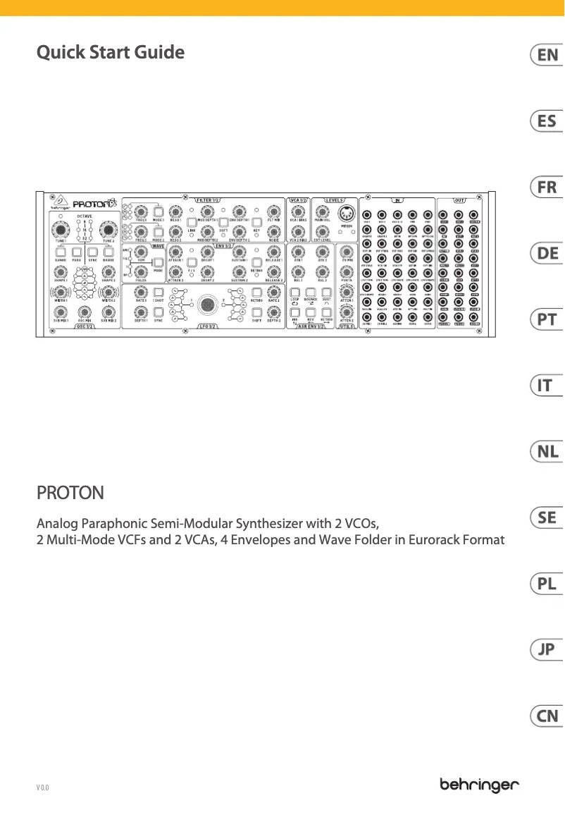 First page image of the manual for Proton