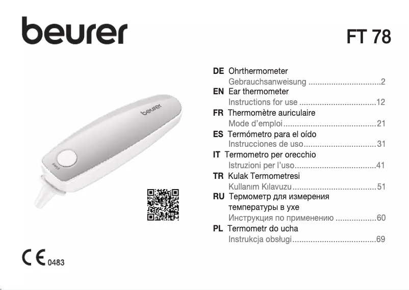 Page 1 of the manual User Manual Beurer FT 78