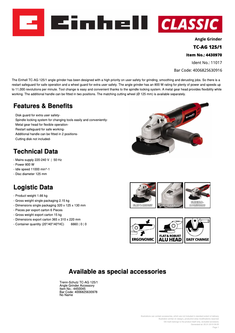 First page image of the manual for TC-AG 125/1