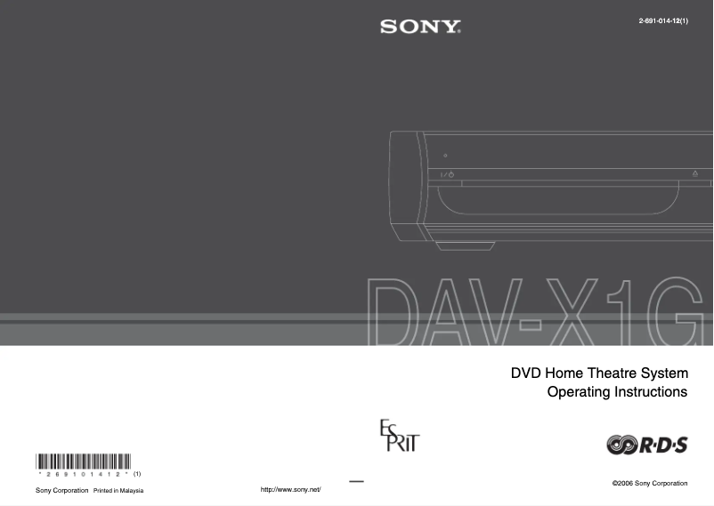 Page 1 of the manual User Manual Sony DAV-X1G