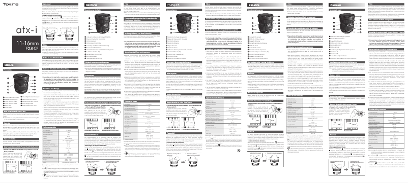 First page image of the manual for atx-i 11-16mm F2.8 CF