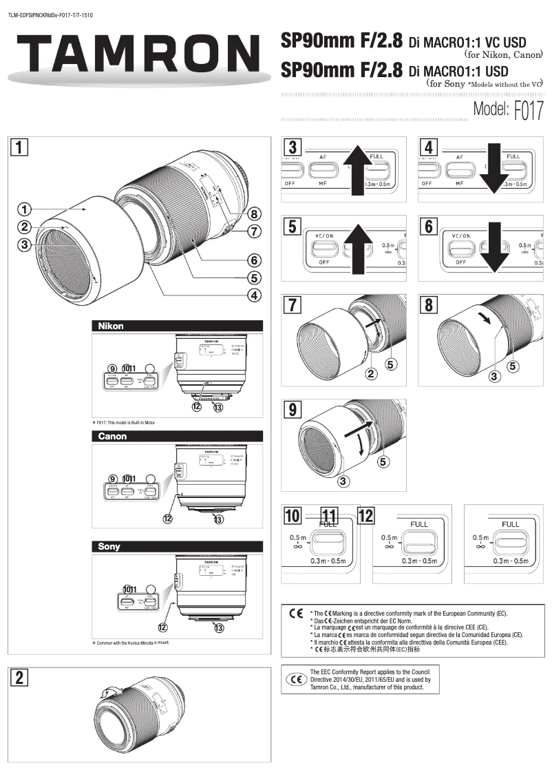 Page 1 of the manual User Manual Tamron SP 90mm F/2.8 Di MACRO 1:1 VC USD