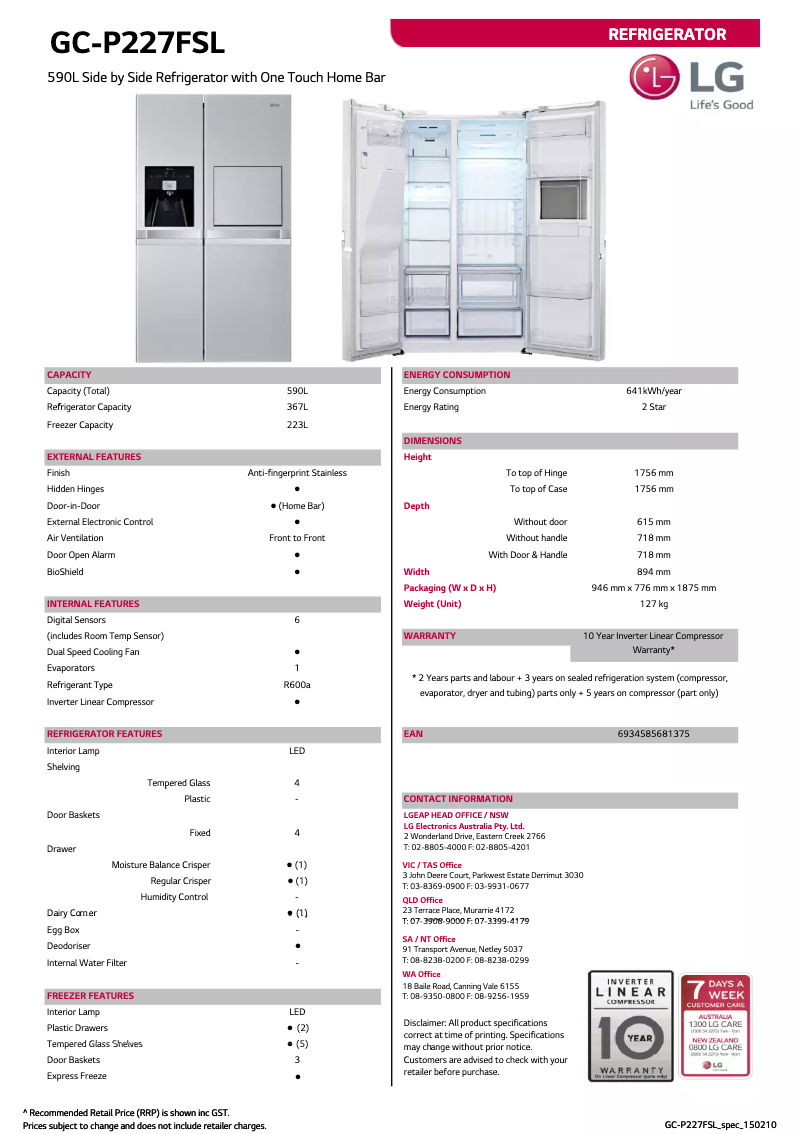 First page image of the manual for GC-P227FSL