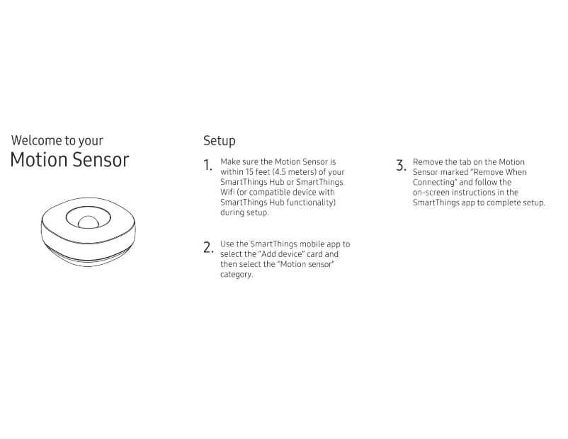 First page image of the manual for SmartThings Motion Sensor