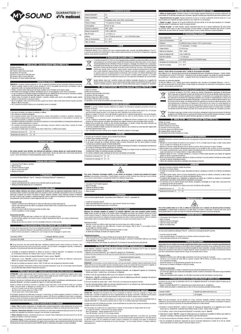 Page 1 of the manual User Manual Meliconi MySound True Fit Plus