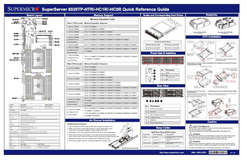 First page image of the manual for SuperServer 6029TP-HC1R