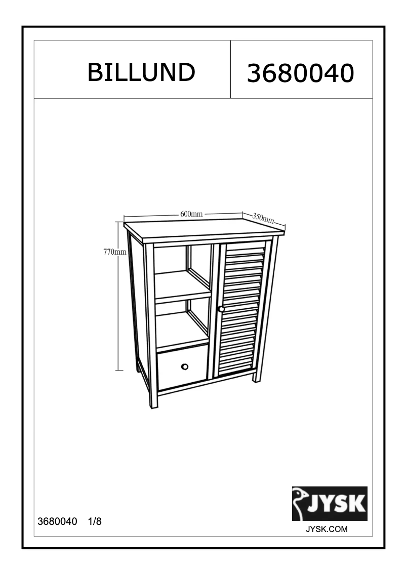Page 1 of the manual User Manual JYSK Billund (60x77x35)
