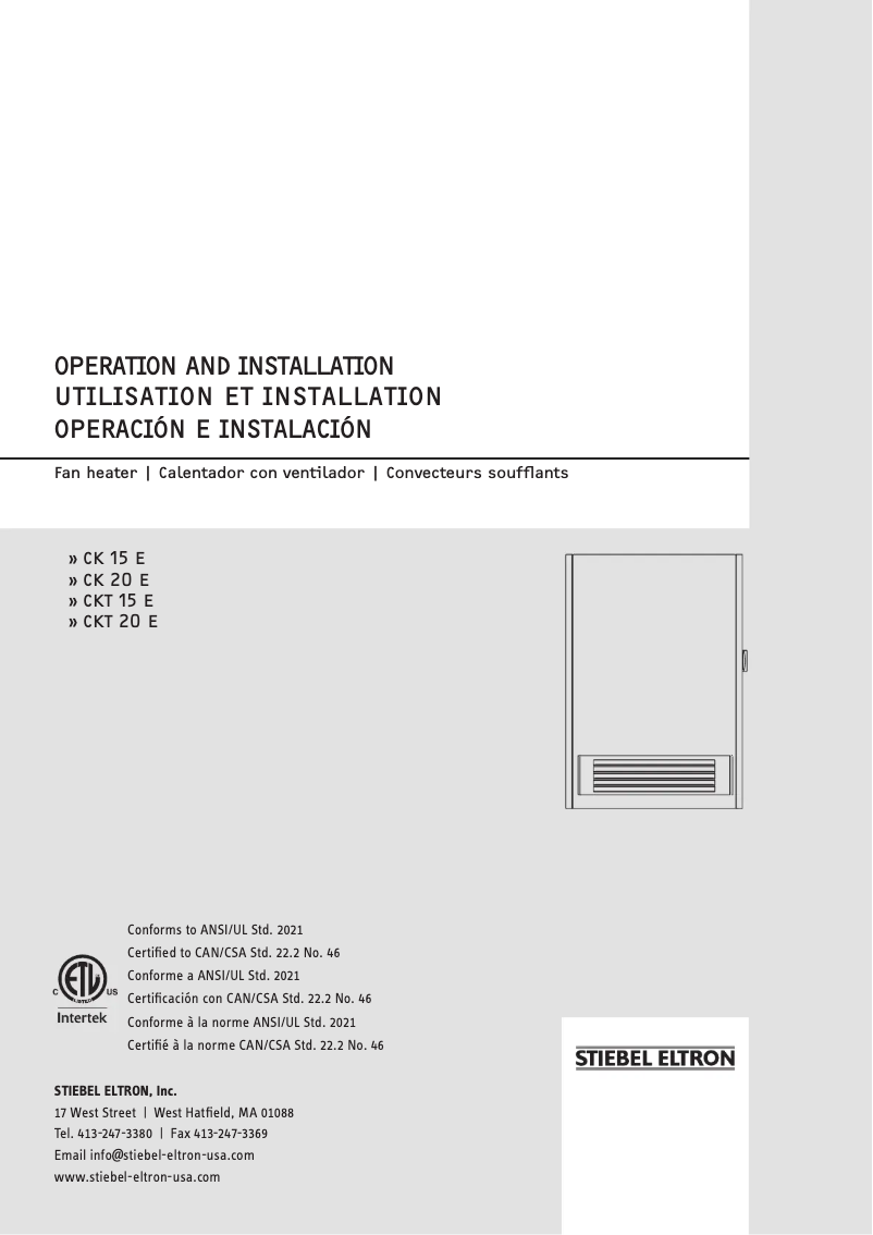 Page 1 de la notice Manuel utilisateur Stiebel Eltron CKT 20S