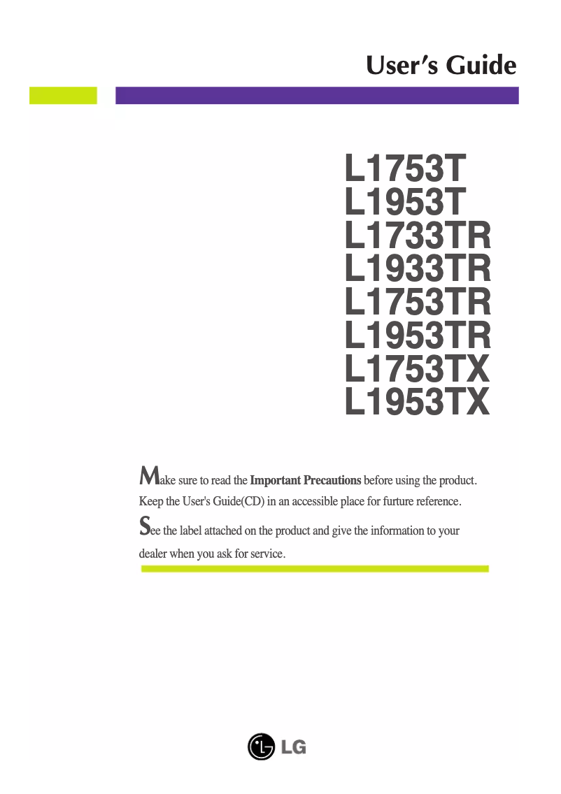 First page image of the manual for L1953TS