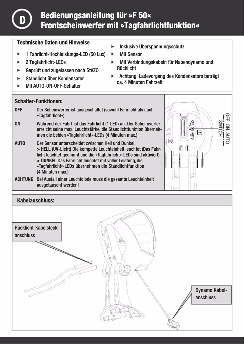 First page image of the manual for F 50