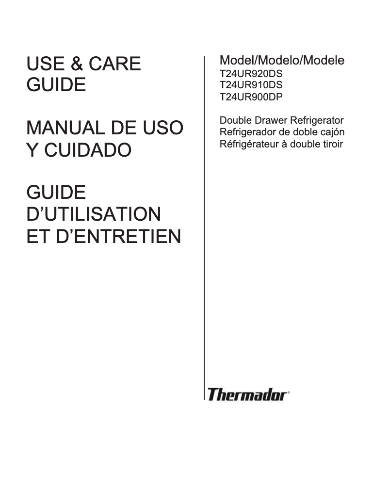 Page 1 of the manual User Manual Thermador T24UR910DS