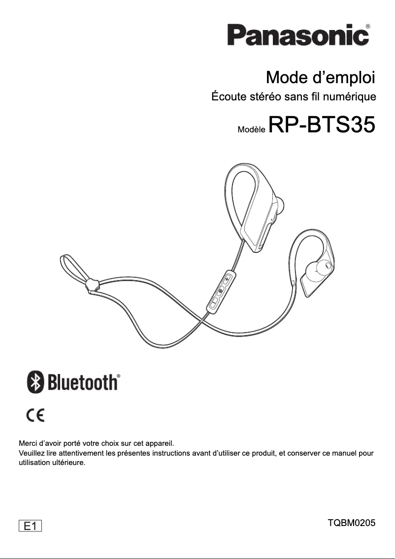 Page 1 of the manual User Manual Panasonic RP-BTS35E1