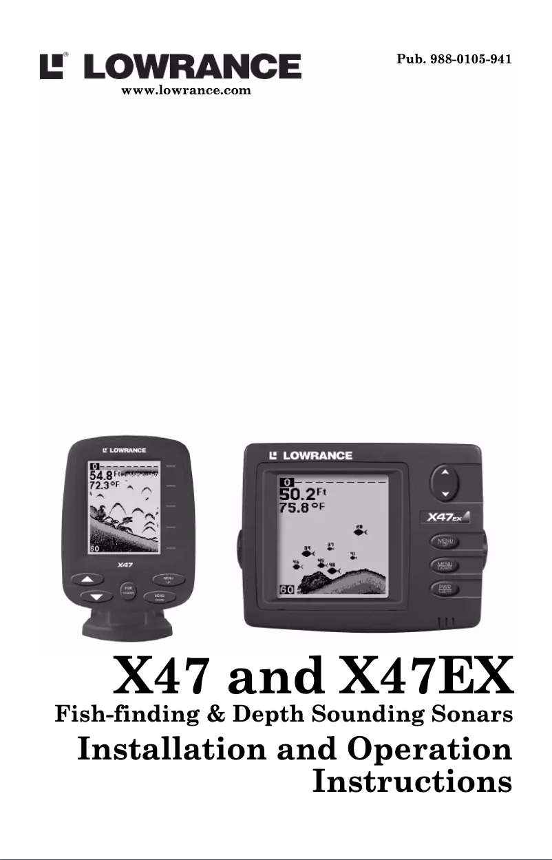 Page 1 of the manual User Manual Lowrance X47EX