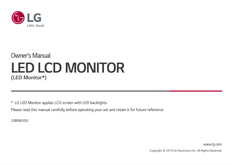 Page 1 of the manual User Manual LG 24BN650U