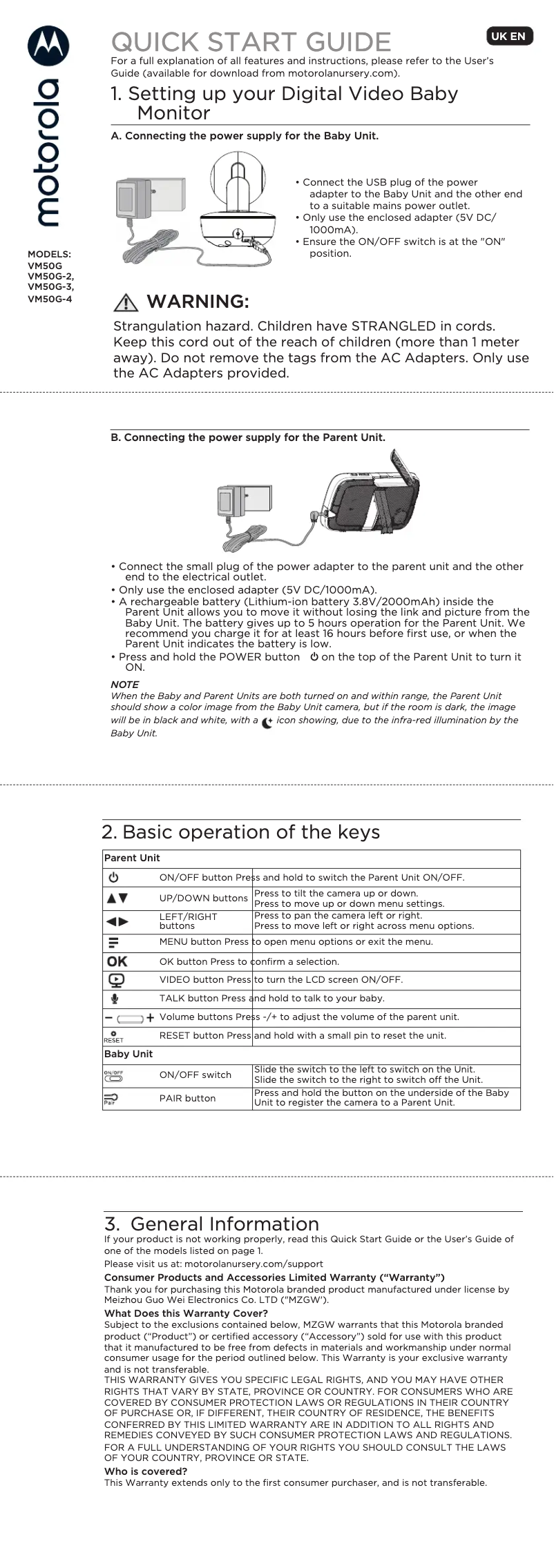 Page 1 of the manual Quick Start Guide Motorola VM50G-2