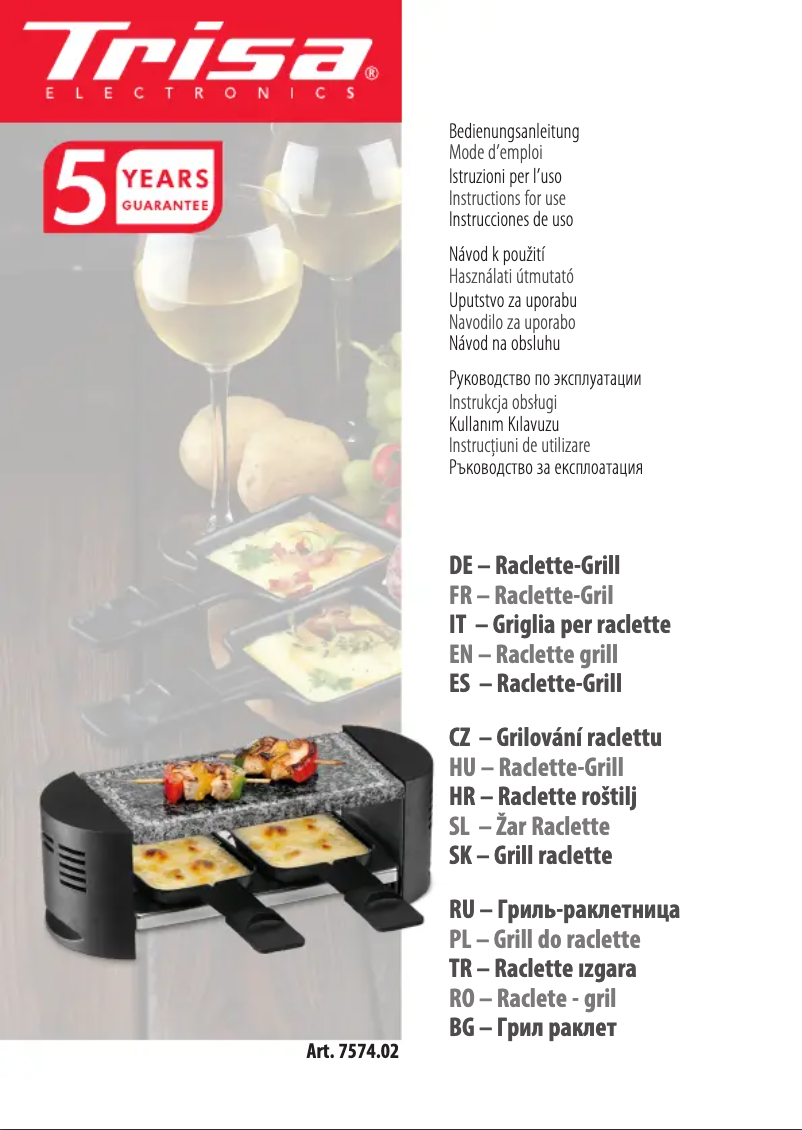 First page image of the manual for Raclettino 7574.02