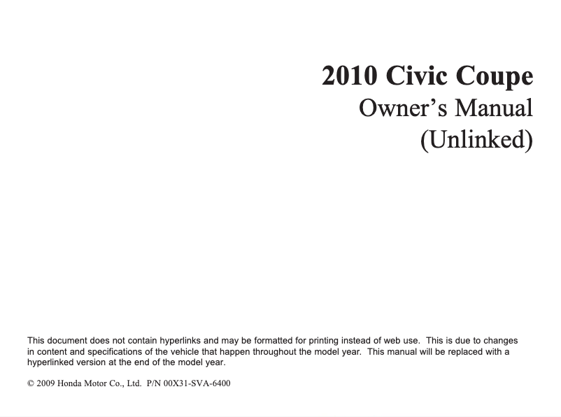 Page 1 of the manual User Manual Honda Civic Sedan (2010)