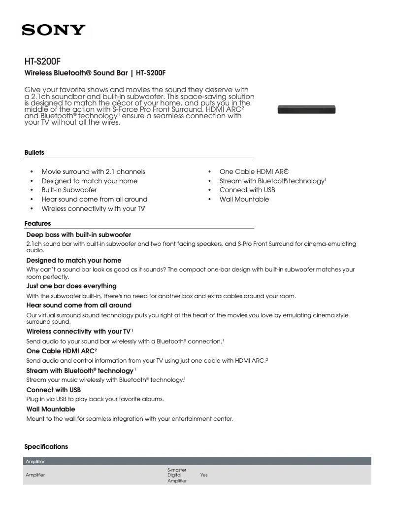 First page image of the manual for HT-S100F