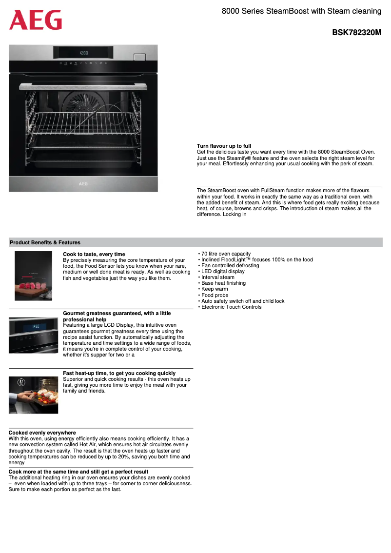 Page 1 of the manual Technical Sheet AEG BSK782320M