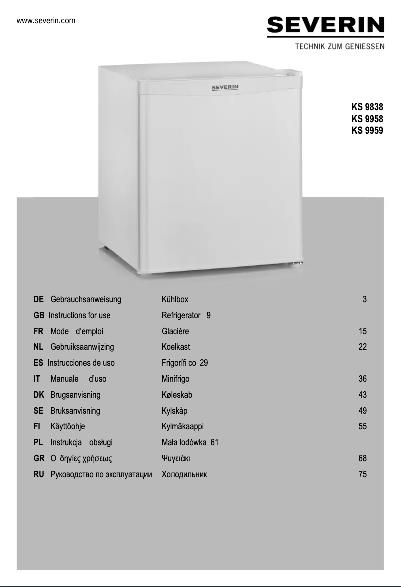 Page 1 of the manual User Manual Severin KS 9958