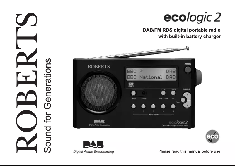 Page 1 of the manual User Manual Roberts Ecologic 2