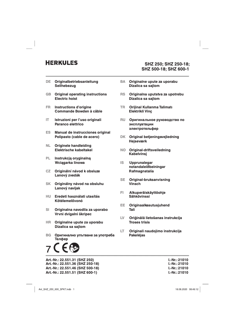 Page 1 of the manual User Manual Herkules SHZ 600-1