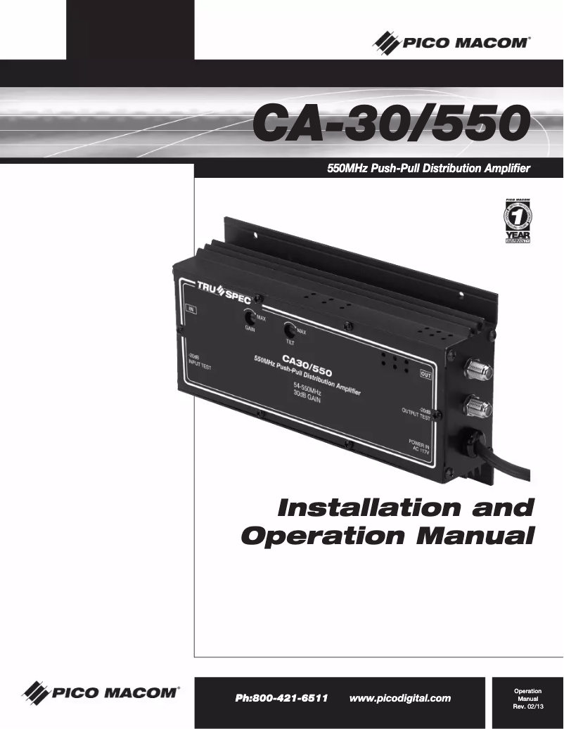 First page image of the manual for CA-30/550