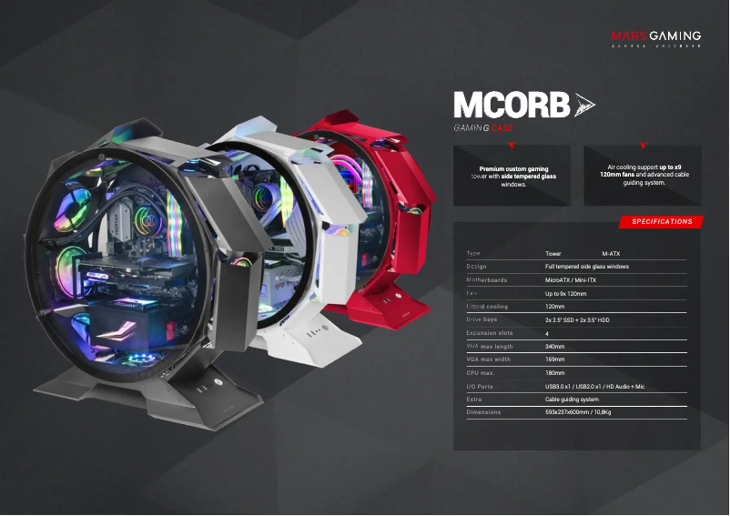 Page 1 of the manual Technical Sheet Mars Gaming MCORB