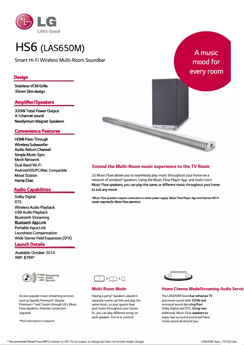 First page image of the manual for LAS650M