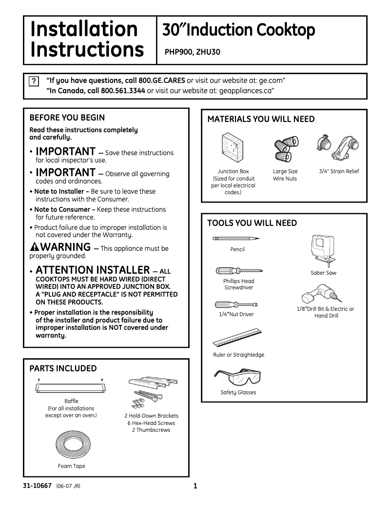 First page image of the manual for ZHU30RSMSS